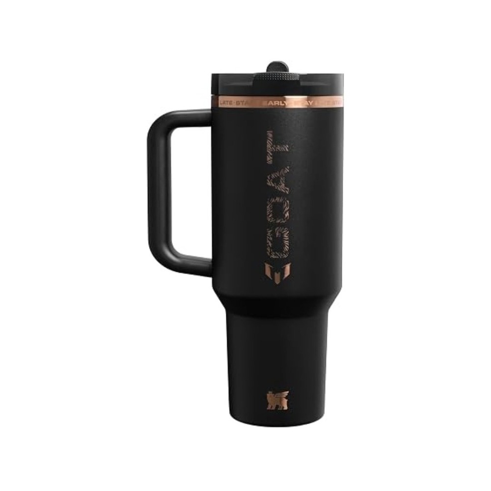 Stanley x Messi GOAT 40oz Quencher ProTour Tumbler Black Gold NIB Flip Straw - Picture 8 of 11